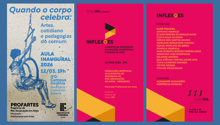 Aula Inaugural 2026 do Mestrado Profissional em Artes será no Câmpus Goiânia, no dia 12 de março, às 19h, no auditório Demartin Bizerra.